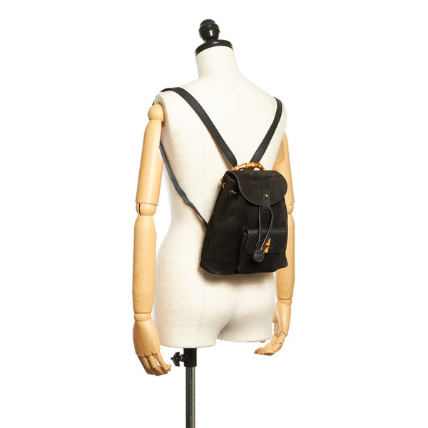 グッチ バンブー リュック バックパック 003 1956 0030 ブラック スウェード レザー レディース GUCCI 【中古】