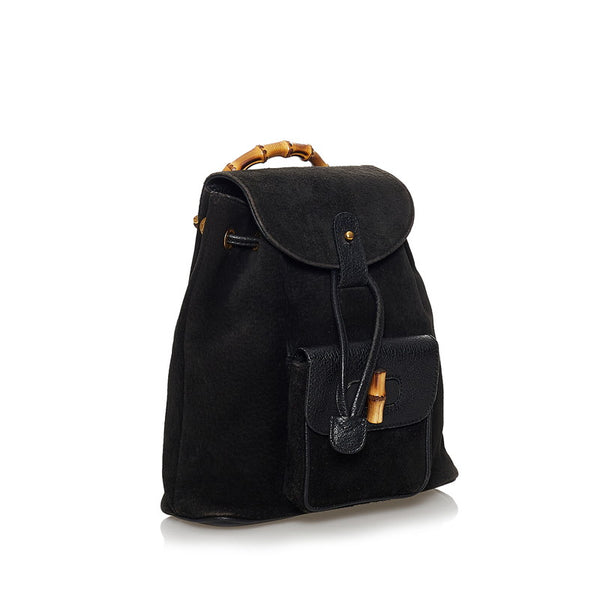 グッチ バンブー リュック バックパック 003 1956 0030 ブラック スウェード レザー レディース GUCCI 【中古】