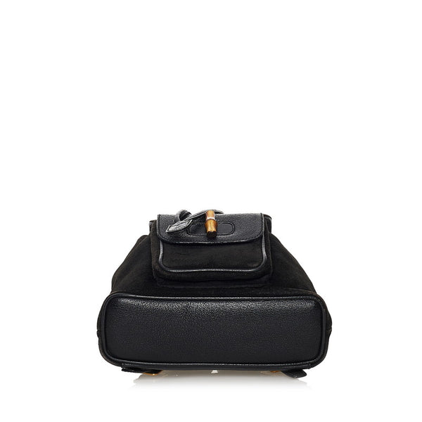 グッチ バンブー リュック バックパック 003 1956 0030 ブラック スウェード レザー レディース GUCCI 【中古】