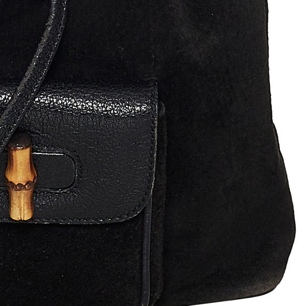 グッチ バンブー リュック バックパック 003 1956 0030 ブラック スウェード レザー レディース GUCCI 【中古】