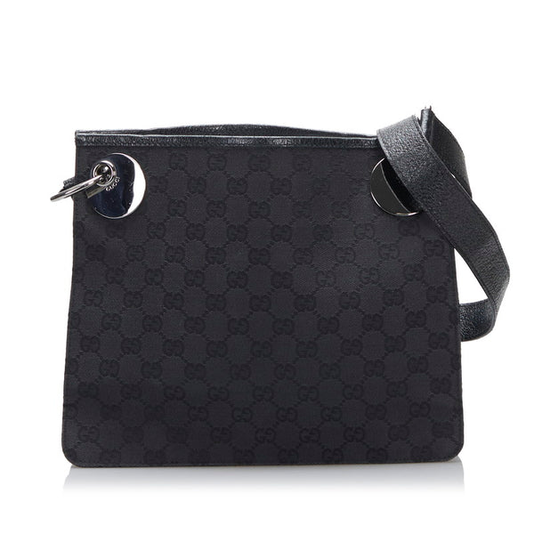 グッチ GGキャンバス 斜め掛け ショルダーバッグ 120841 ブラック キャンバス レザー レディース GUCCI 【中古】