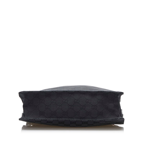 グッチ GGキャンバス 斜め掛け ショルダーバッグ 120841 ブラック キャンバス レザー レディース GUCCI 【中古】