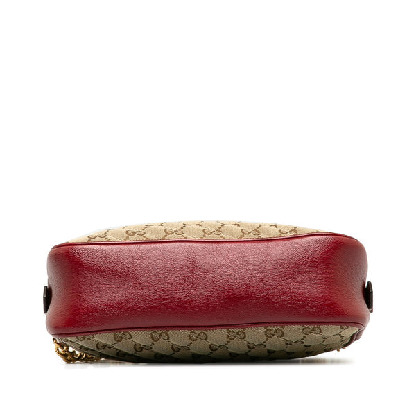 グッチ GGキャンバス GGマーモント 斜め掛け チェーン ショルダーバッグ 447632 ベージュ レッド キャンバス レザー レディース GUCCI 【中古】