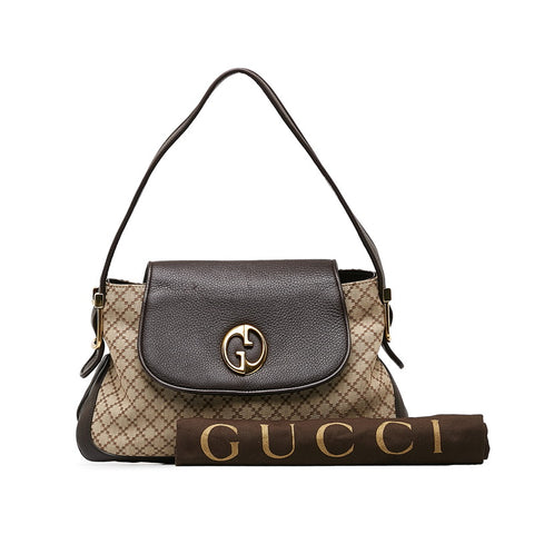 グッチ ディアマンテ 肩掛け ショルダーバッグ 251811 ベージュ ブラウン キャンバス レザー レディース GUCCI 【中古】