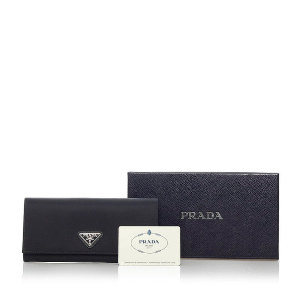 プラダ 長財布 1M1132 ブラック ナイロン レザー レディース PRADA 【中古】