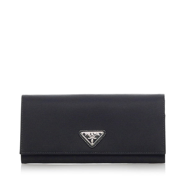 プラダ 長財布 1M1132 ブラック ナイロン レザー レディース PRADA 【中古】