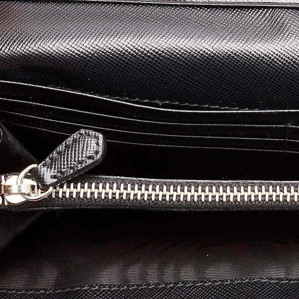 プラダ 長財布 1M1132 ブラック ナイロン レザー レディース PRADA 【中古】