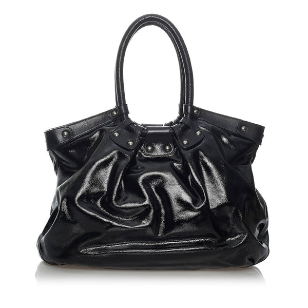 サルヴァトーレフェラガモ ガンチーニ ハンドバッグ EZ-21 7804 ブラック パテントレザー レディース Salvatore Ferragamo 【中古】