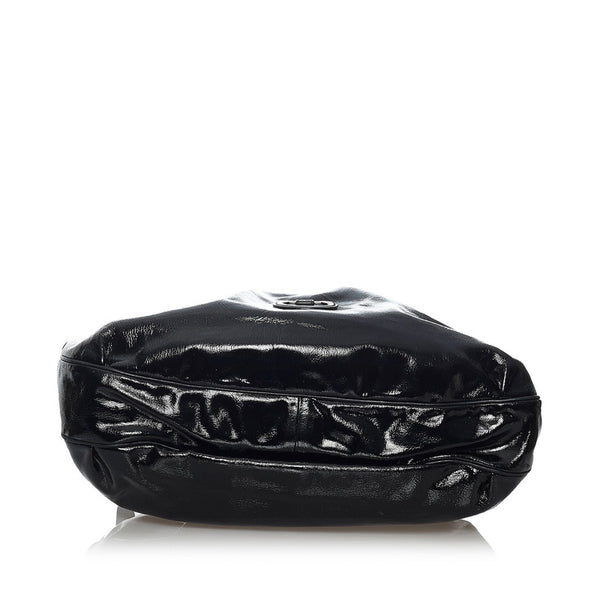 サルヴァトーレフェラガモ ガンチーニ ハンドバッグ EZ-21 7804 ブラック パテントレザー レディース Salvatore Ferragamo 【中古】