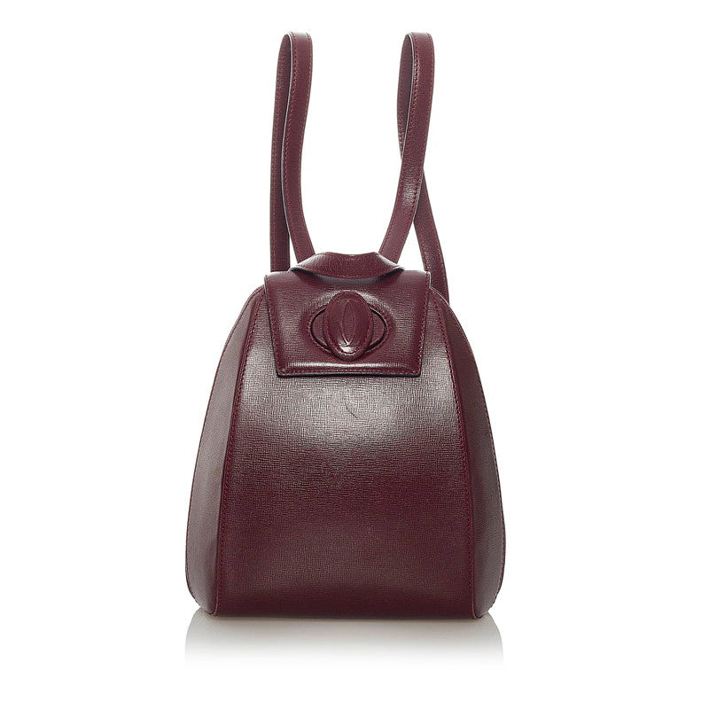 カルティエ マスト リュック バックパック ボルドー レザー レディース CARTIER 【中古】