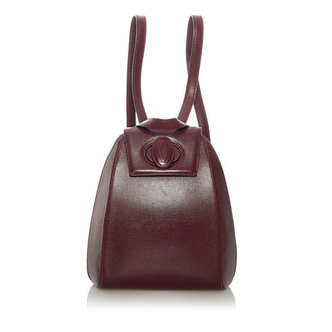 カルティエ マスト リュック バックパック ボルドー レザー レディース CARTIER 【中古】