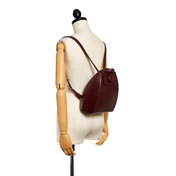 カルティエ マスト リュック バックパック ボルドー レザー レディース CARTIER 【中古】