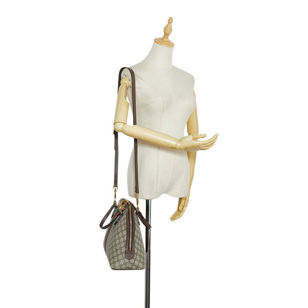 グッチ GGスプリーム シェリーライン オフィディア ハンドバッグ ショルダーバッグ 2WAY 524533 ベージュ ブラウン PVC レザー レディース GUCCI 【中古】