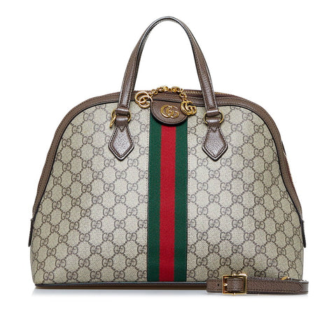 グッチ GGスプリーム シェリーライン オフィディア ハンドバッグ ショルダーバッグ 2WAY 524533 ベージュ ブラウン PVC レザー レディース GUCCI 【中古】