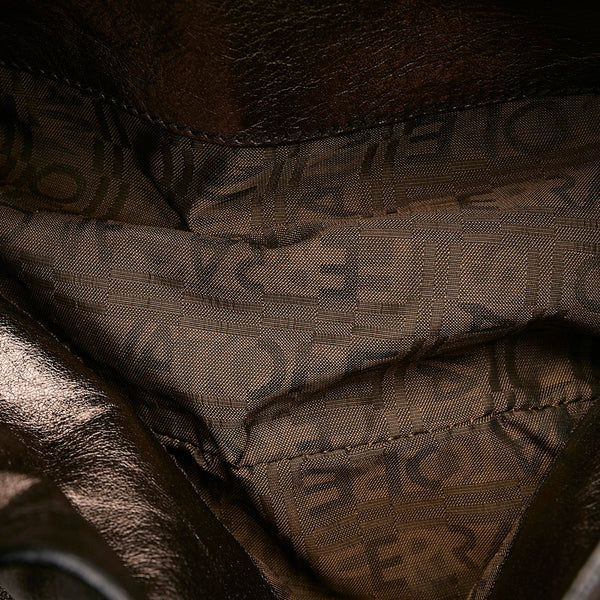 サルヴァトーレフェラガモ パンチング ハンドバッグ EZ-21 7889 シルバー レザー レディース Salvatore Ferragamo 【中古】