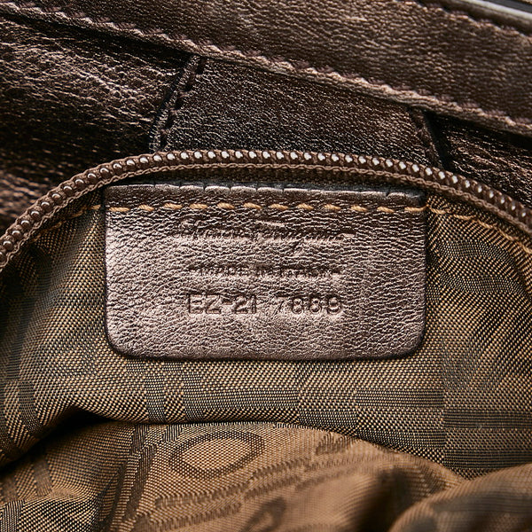 サルヴァトーレフェラガモ パンチング ハンドバッグ EZ-21 7889 シルバー レザー レディース Salvatore Ferragamo 【中古】