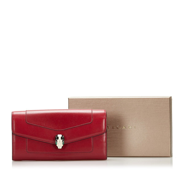 ブルガリ セルペンティ 長財布 ロングウォレット 281295 レッド レザー レディース BVLGARI 【中古】