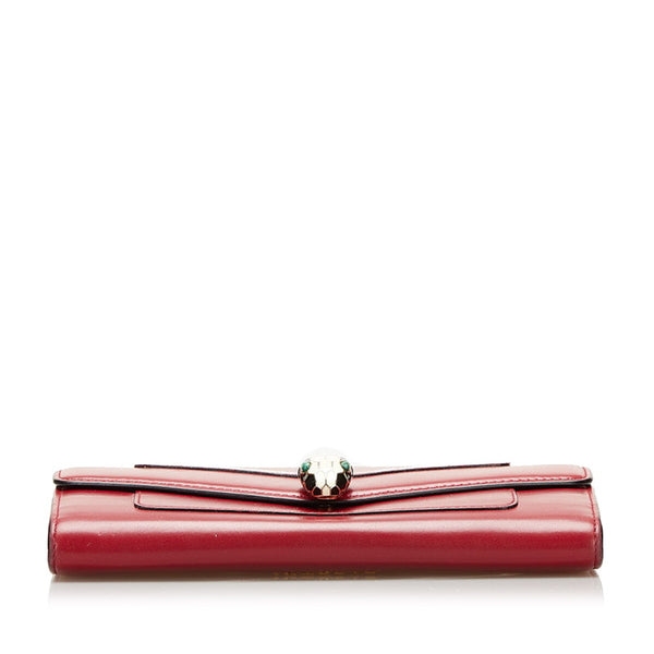 ブルガリ セルペンティ 長財布 ロングウォレット 281295 レッド レザー レディース BVLGARI 【中古】