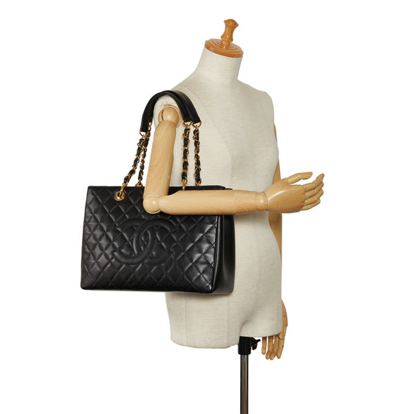 シャネル ココマーク チェーン トートバッグ ブラック キャビアスキン レディース CHANEL 【中古】