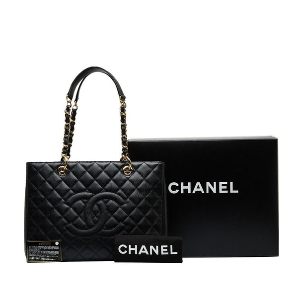 シャネル ココマーク チェーン トートバッグ ブラック キャビアスキン レディース CHANEL 【中古】
