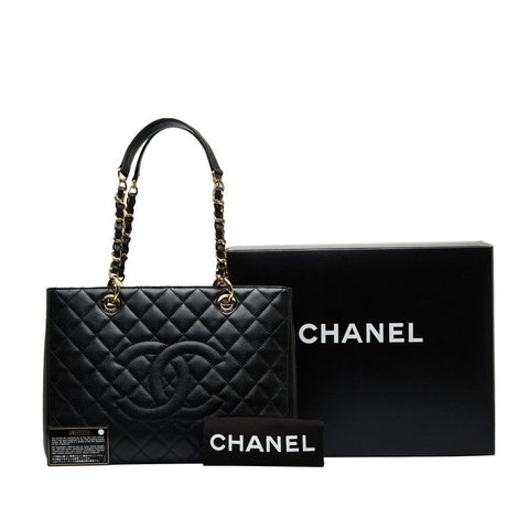 シャネル ココマーク チェーン トートバッグ ブラック キャビアスキン レディース CHANEL 【中古】