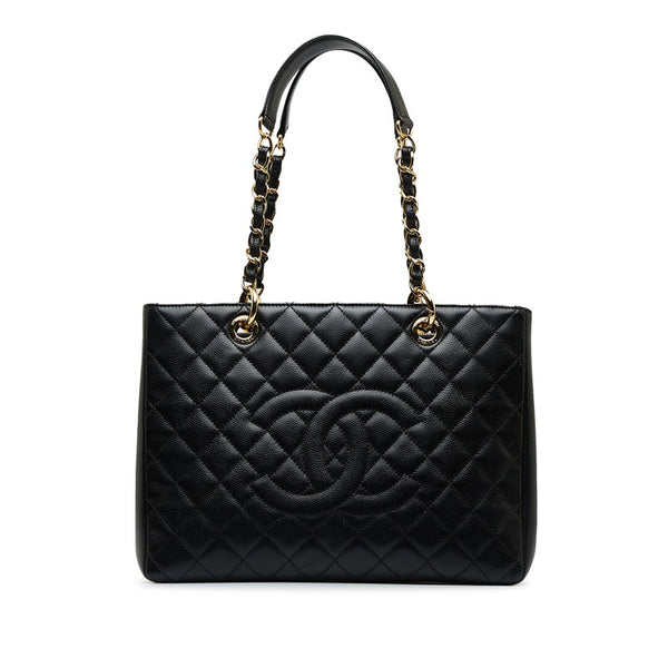 シャネル ココマーク チェーン トートバッグ ブラック キャビアスキン レディース CHANEL 【中古】