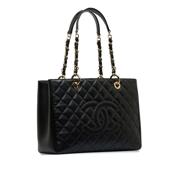 シャネル ココマーク チェーン トートバッグ ブラック キャビアスキン レディース CHANEL 【中古】