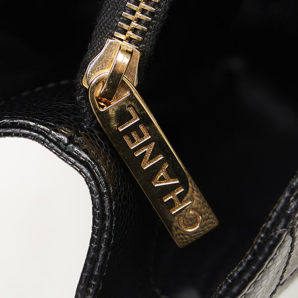 シャネル ココマーク チェーン トートバッグ ブラック キャビアスキン レディース CHANEL 【中古】