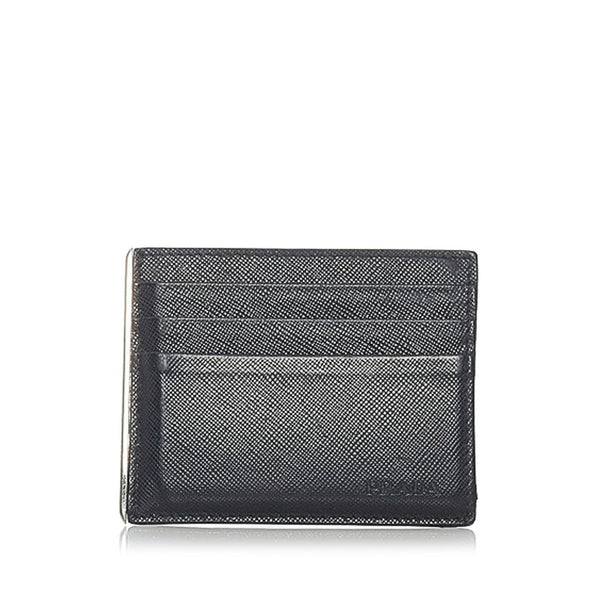 プラダ サフィアーノ カードケース 2MC223 ブラック レザー ユニセックス PRADA 【中古】