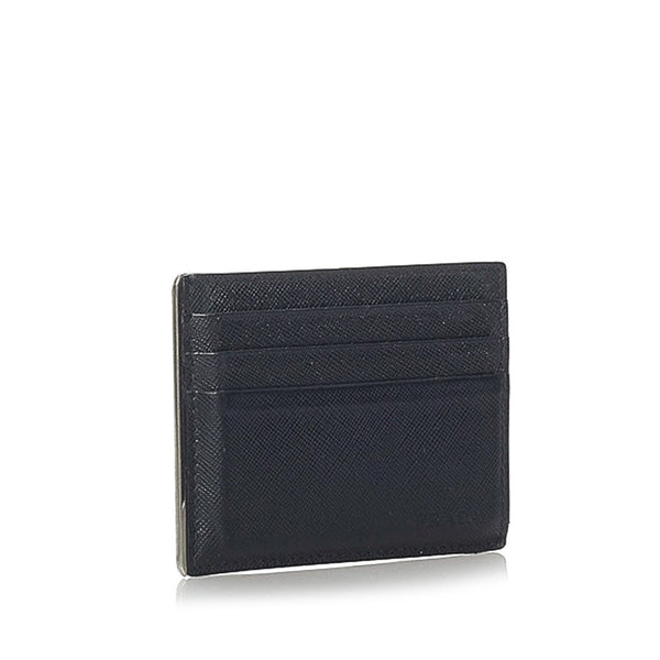 プラダ サフィアーノ カードケース 2MC223 ブラック レザー ユニセックス PRADA 【中古】