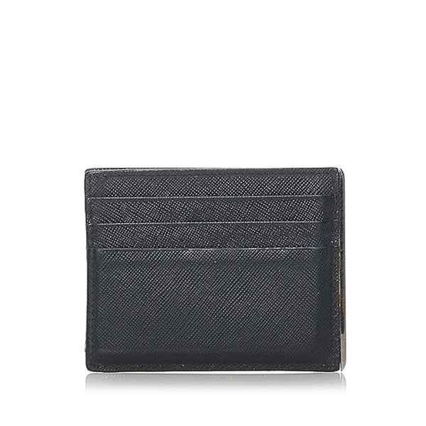プラダ サフィアーノ カードケース 2MC223 ブラック レザー ユニセックス PRADA 【中古】