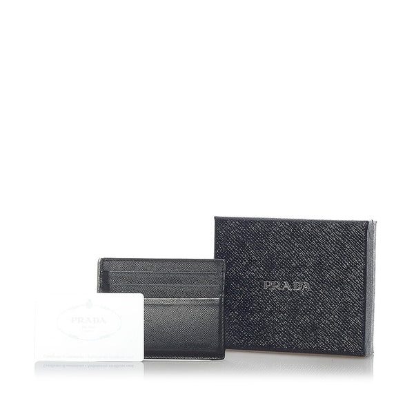 プラダ サフィアーノ カードケース 2MC223 ブラック レザー ユニセックス PRADA 【中古】