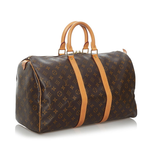 ルイ ヴィトン モノグラム キーポル45 M41428 ブラウン PVC レザー ボストンバッグ レディース LOUIS VUITTON 【中古】