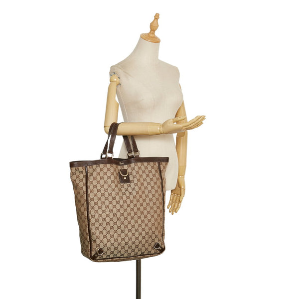 グッチ GGキャンバス アビー ハンドバッグ トートバッグ 130733 ベージュ キャンバス レザー レディース GUCCI 【中古】