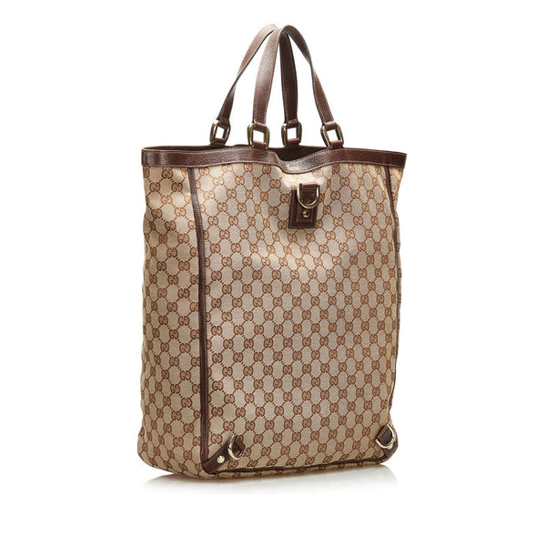 グッチ GGキャンバス アビー ハンドバッグ トートバッグ 130733 ベージュ キャンバス レザー レディース GUCCI 【中古】