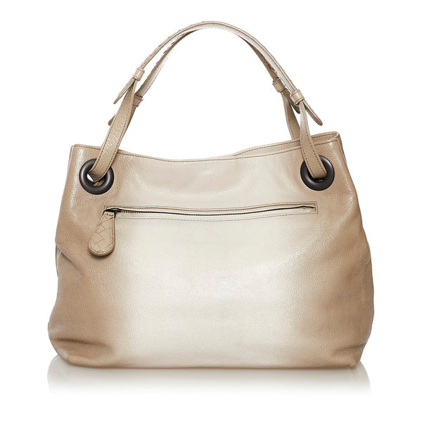 ボッテガヴェネタ イントレチャート ショルダーバッグ ベージュ ホワイト レザー レディース BOTTEGAVENETA 【中古】