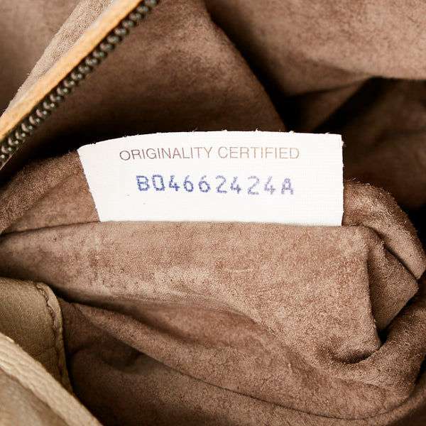 ボッテガヴェネタ イントレチャート ショルダーバッグ ベージュ ホワイト レザー レディース BOTTEGAVENETA 【中古】