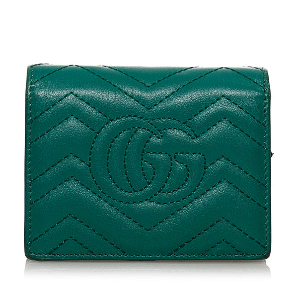 グッチ GGマーモント 二つ折り財布 443125 グリーン レザー レディース GUCCI 【中古】