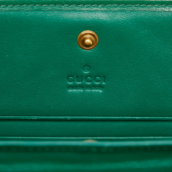 グッチ GGマーモント 二つ折り財布 443125 グリーン レザー レディース GUCCI 【中古】
