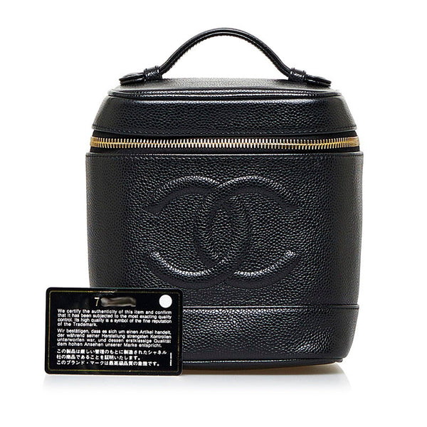 シャネル ココマーク バニティバッグ ハンドバッグ ブラック キャビアスキン レディース CHANEL 【中古】