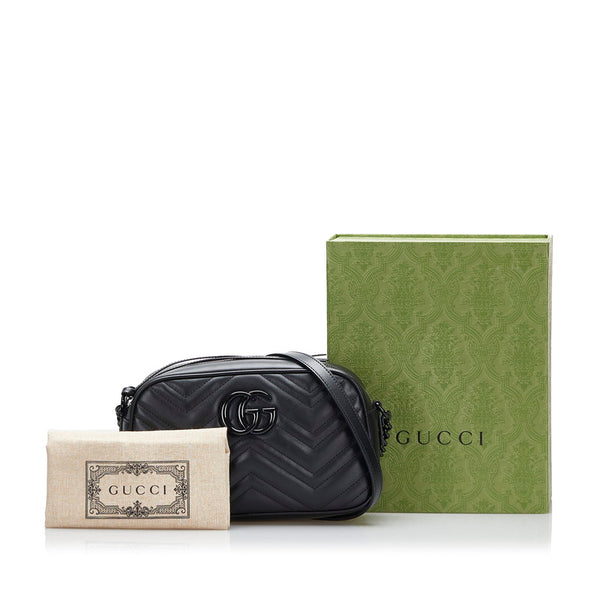 グッチ GGマーモント スモール チェーン ショルダーバッグ 447632 ブラック レザー レディース GUCCI 【中古】