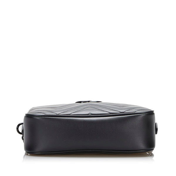 グッチ GGマーモント スモール チェーン ショルダーバッグ 447632 ブラック レザー レディース GUCCI 【中古】