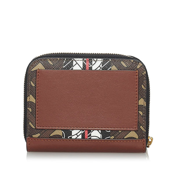バーバリー TB モノグラム コインケース カードケース コンパクトウォレット ブラウン PVC レザー レディース BURBERRY 【中古】