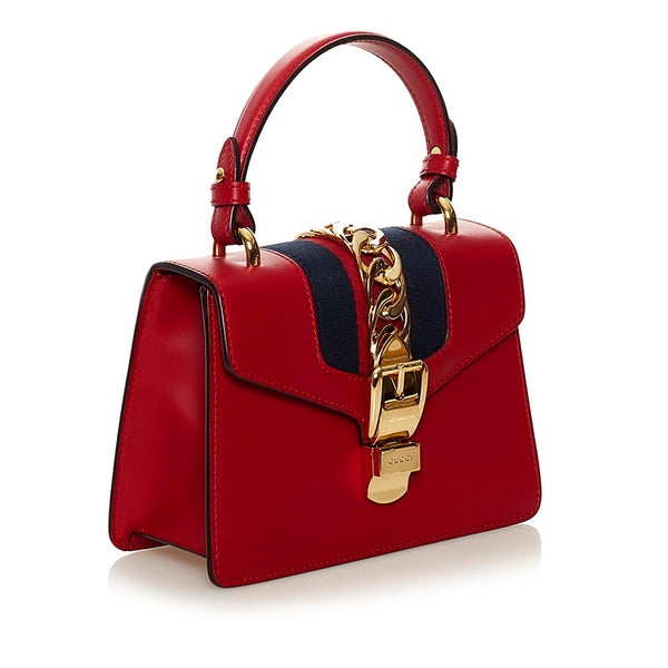 グッチ シルヴィ ハンドバッグ ショルダーバッグ 2WAY 470270 レッド レザー レディース GUCCI 【中古】