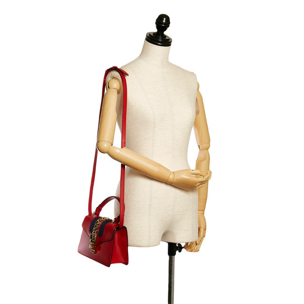 グッチ シルヴィ ハンドバッグ ショルダーバッグ 2WAY 470270 レッド レザー レディース GUCCI 【中古】