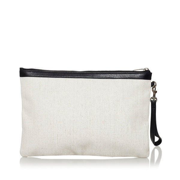 サンローラン リヴゴーシュ クラッチバッグ アイボリー ブラック PVC レザー レディース SAINT LAURENT 【中古】