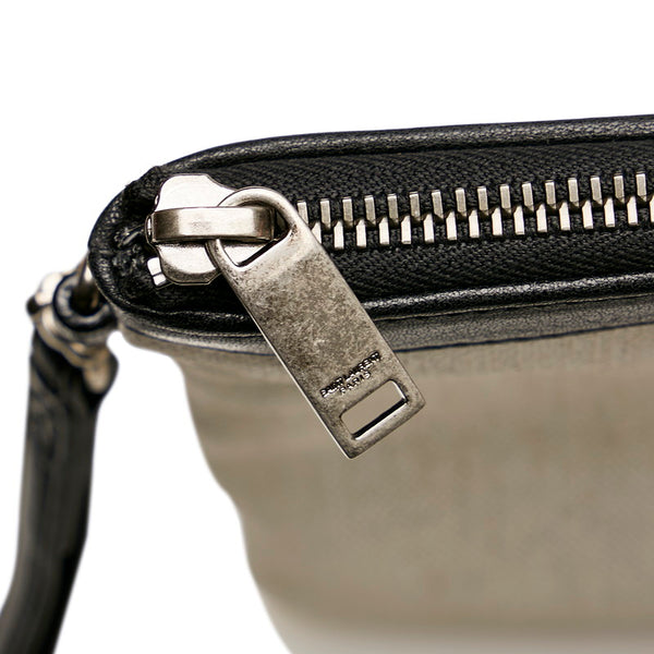 サンローラン リヴゴーシュ クラッチバッグ アイボリー ブラック PVC レザー レディース SAINT LAURENT 【中古】