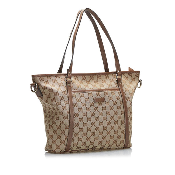 グッチ GGキャンバス トートバッグ ショルダーバッグ 2WAY 388929 ベージュ ブラウン キャンバス レザー レディース GUCCI 【中古】