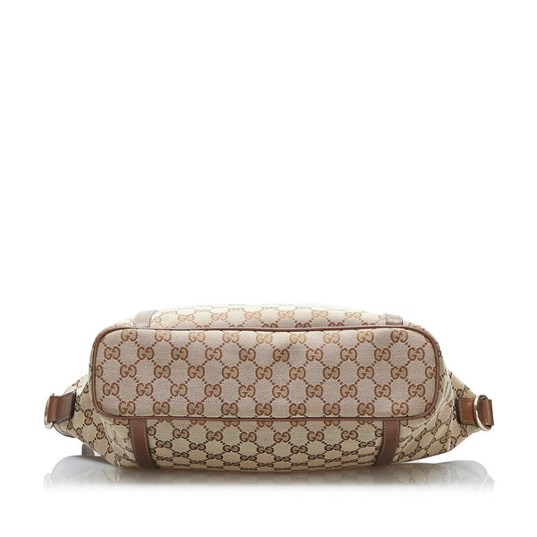 グッチ GGキャンバス トートバッグ ショルダーバッグ 2WAY 388929 ベージュ ブラウン キャンバス レザー レディース GUCCI 【中古】