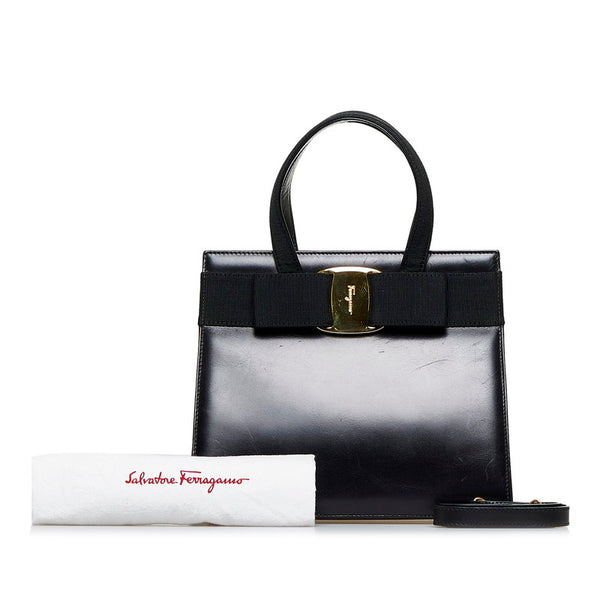 サルヴァトーレフェラガモ ヴァラリボン ハンドバッグ ショルダーバッグ 2WAY BA21 4178 ブラック レザー レディース Salvatore Ferragamo 【中古】